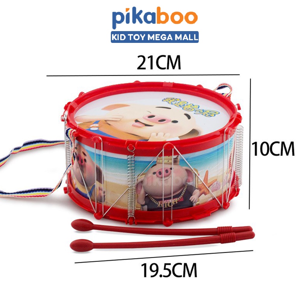 Bộ đồ chơi trống kèn Pikaboo có mẫu kèm xúc xắc, kèn, âm vang tốt, chất liệu nhựa bền đẹp an toàn