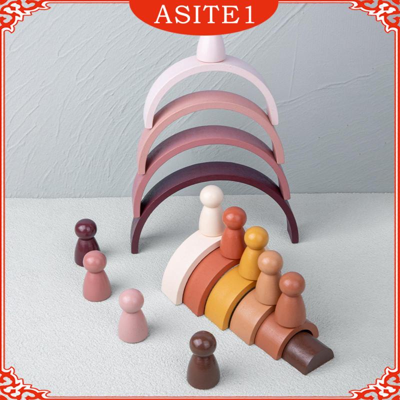 Bộ Đồ Chơi Xếp Hình Cầu Vồng Bằng Gỗ Cho Trẻ Em