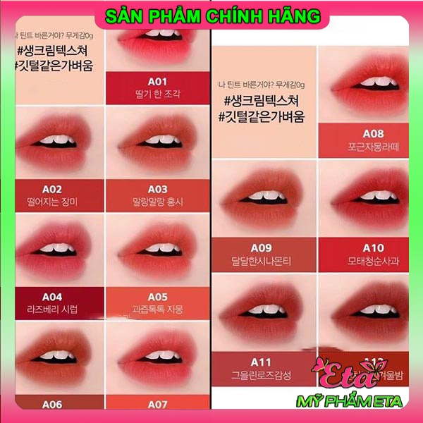 Son kem lì Black ROUGE Air Fit Velvet Tint siêu mịn siêu lì ver1-3 A01-A17
