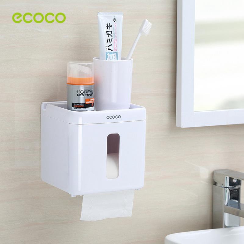 Hôp bảo quản giấy treo tường💓FREESHIP💓 Hộp đựng giấy vệ sinh Ecoco chống thấm nước,có chổ để điện thoai 8263