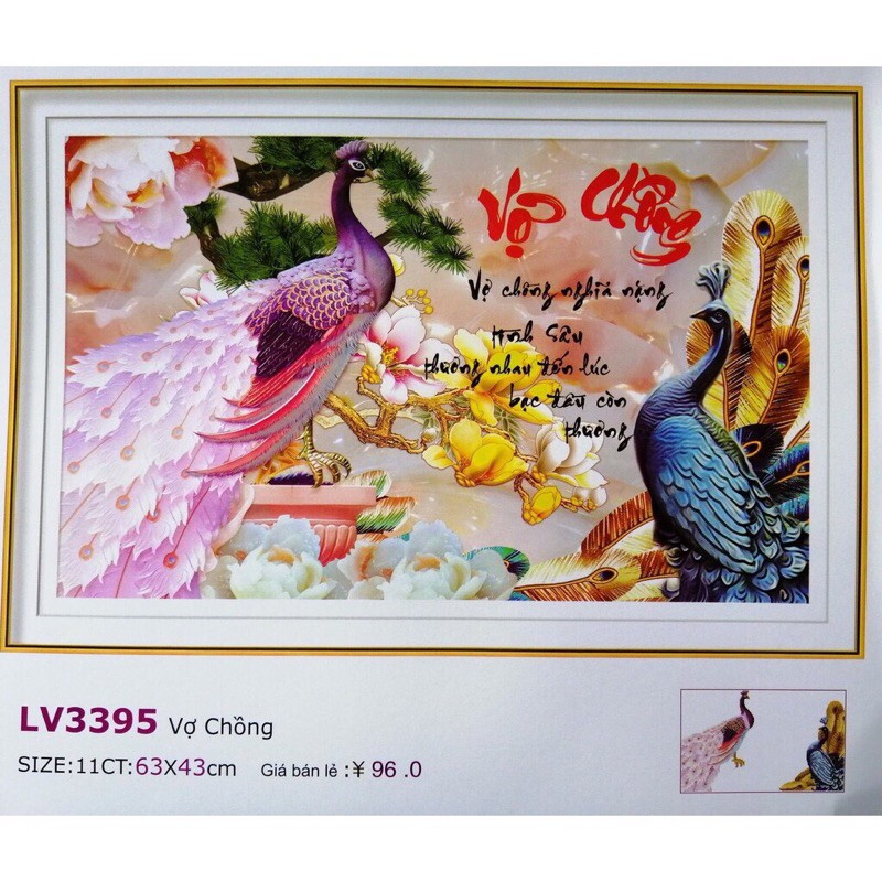 Tranh thêu chữ thập Vợ Chồng LV3395 (63x43) chưa thêu