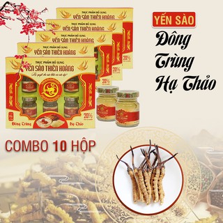 [ Combo 10 Hộp ] Yến Đông Trùng Hạ Thảo 20% + Tặng 2 Chai Mật Ong An 380g
