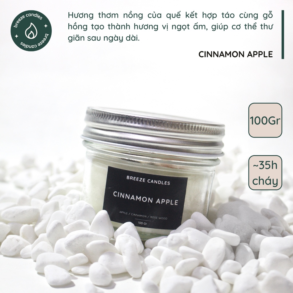 Nến thơm thiên nhiên hương ngọt ấm của táo, quế và gỗ hồng - CINNAMON APPLE - 100gr (~35 giờ đốt)