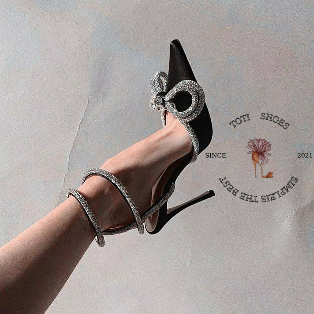 GIÀY THỜI TRANG TOTIIE STORE - SANDAL CAO GÓT BÍT ĐÍNH NƠ ĐÁ - GUỐC NỮ HỞ HẬU CAO 10 PHÂN G2209010