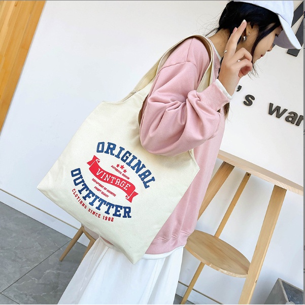 Túi tote vải canvas đeo vai đi học đi chơi phong cách thời trang hàn quốc