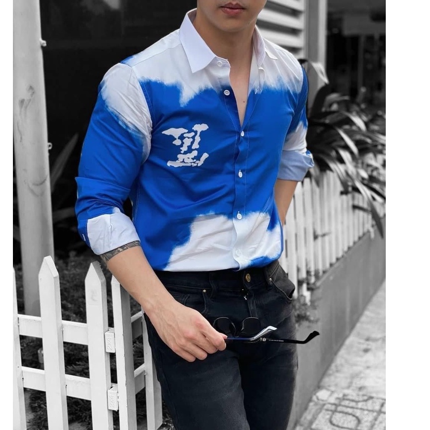 Áo sơ mi nam lụa thêu hình 3D hot nhất