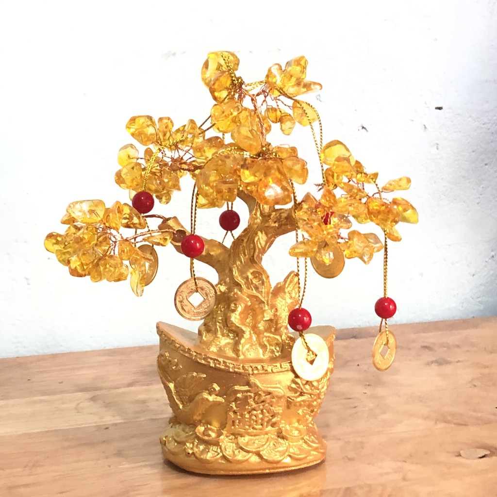 Cây đá phong thủy cây phát tài phát lộc K03 cao 20cm (NHIỀU MÀU)