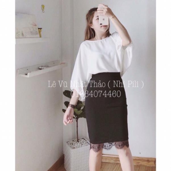 CHÂN VÁY V03 BÚT CHÌ PHỐI REN CHẤT ĐẸP (HÀNG CAO CẤP)