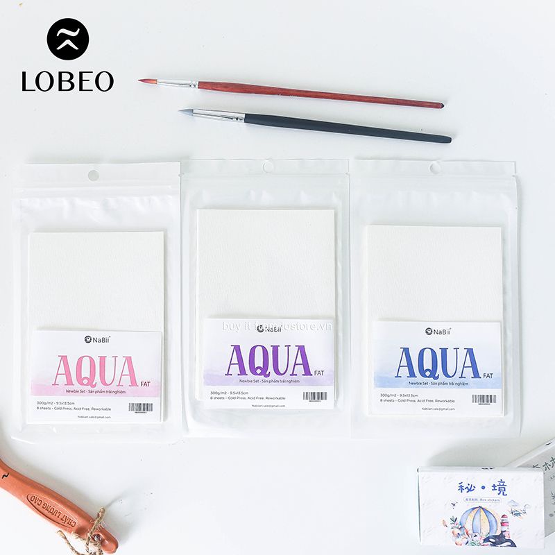 [Lỗ Store] Giấy vẽ màu nước Nabii Aqua Fat 300gsm - Newbie Set - tệp 8 tờ