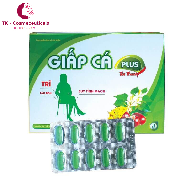 Viên Uống Giấp Cá Plus - Giảm Trĩ Nội, Trĩ Ngoại, Táo Bón - Hộp 30 viên