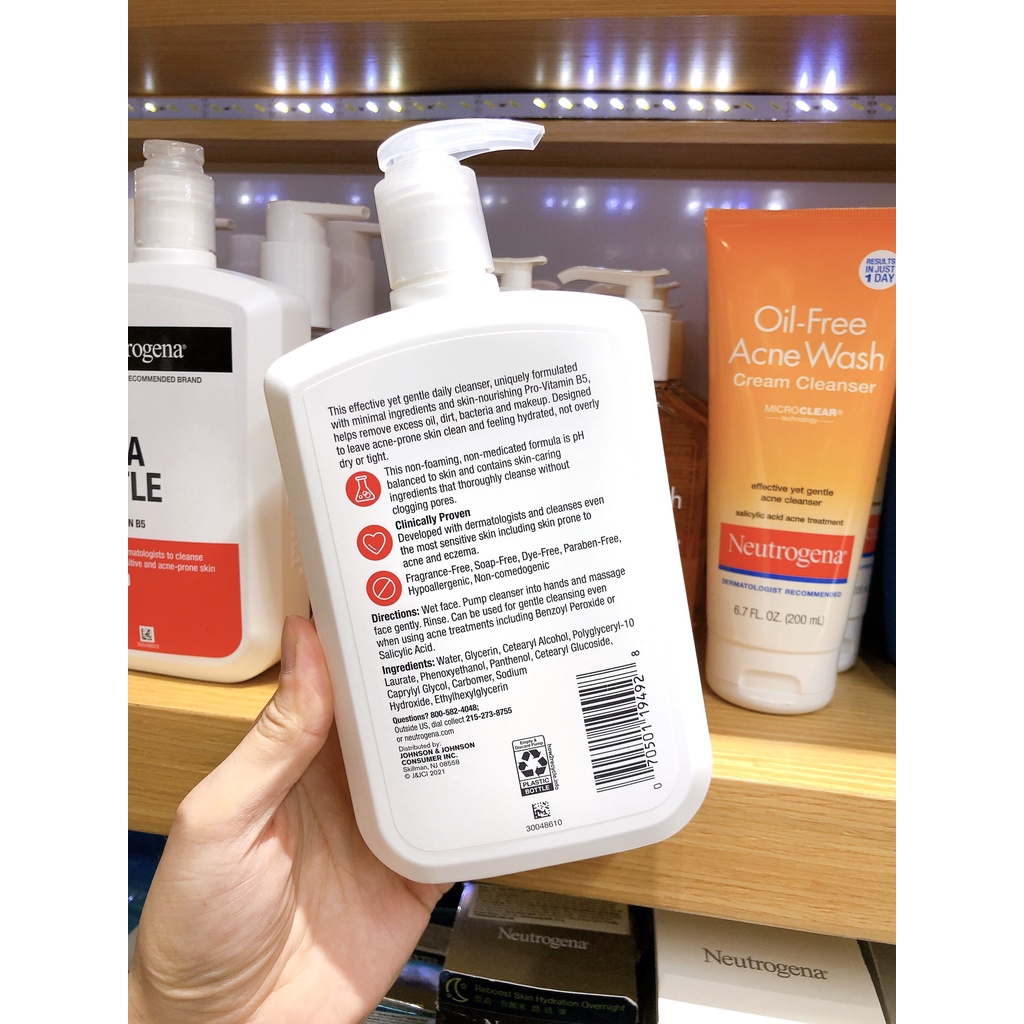 Sữa Rửa Mặt Neutrogena Ultra Gentle Daily Cleanser with Pro-Vitamin B5