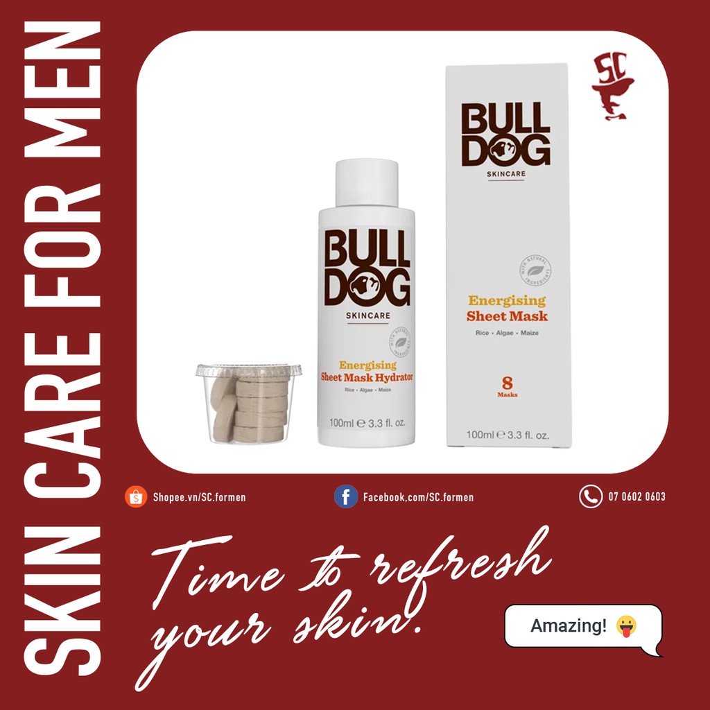 Energising Sheet Mask - Mặt nạ ngủ cung cấp năng lượng Bulldog Skin Care