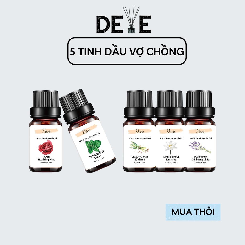 COMBO tinh dầu thiên nhiên DEVE ORGANIC tinh dầu thơm phòng cho may xong tinh dầu