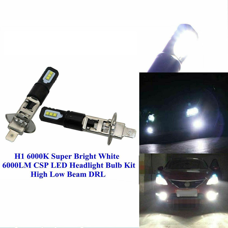 Set 2 đèn pha LED siêu sáng H1 6000k 6000lm Drl