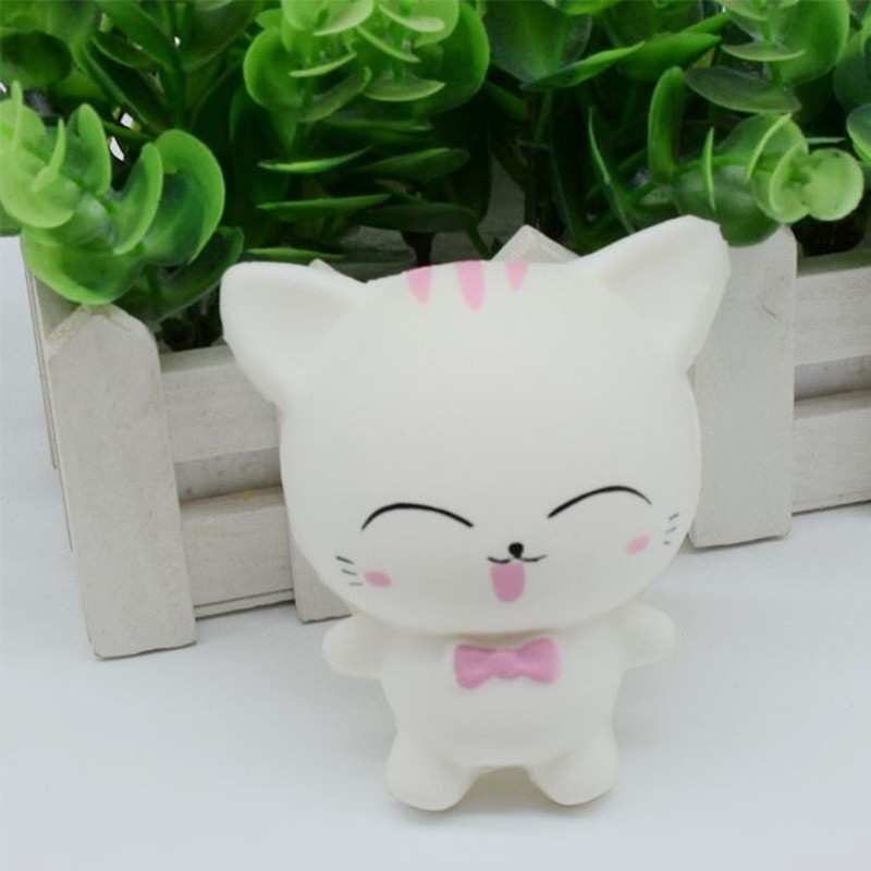 Jumbo White/Pink Doll DIY Decor Mochi Cute Red Bow Knot Animal Squeeze Toys squishy