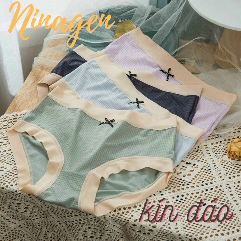 Quần lót nữ su dập caro cực đẹp, cạp vừa che bụng dướI, ôm nâng mông, kháng khuẩn, siêu mềm mại co giãn, freesize&lt;60kg