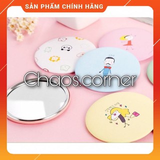 Gương trang điểm mini một mặt trang điểm cầm tay bỏ túi họa tiết hàn quốc dễ thương ( giao ngẫu nhiên )
