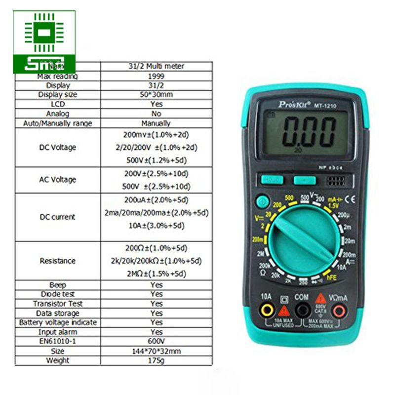 Đồng hồ đo điện vạn năng Proskit MT-1210-C