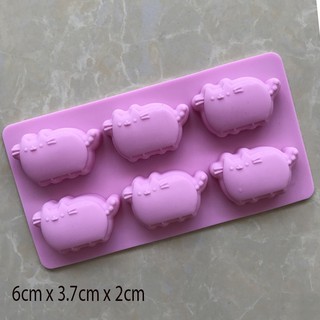 HCM -  Khuôn silicon mèo mập mũm mĩm 6 con làm bánh nướng mini, rau câu, socola, xà bông
