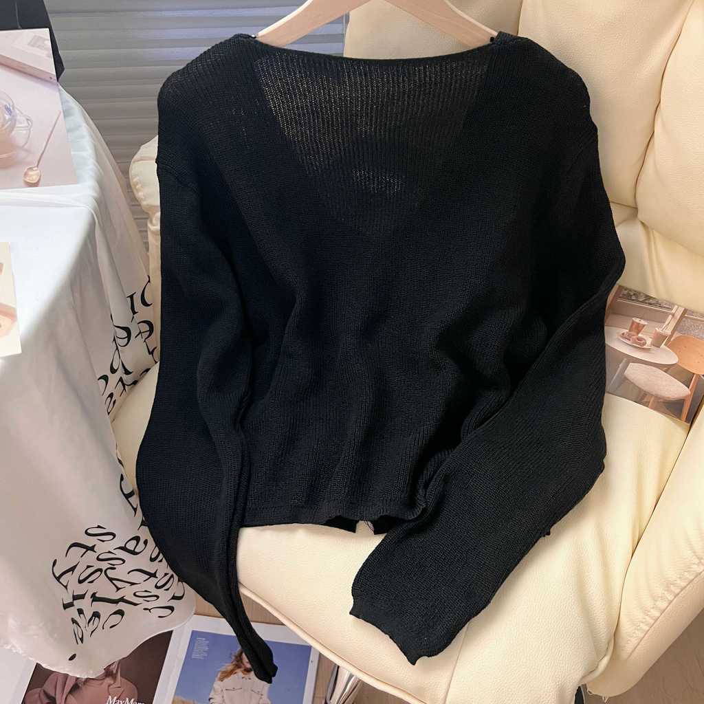 Áo Khoác cardigan Dệt Kim Cổ Chữ V Cao Cấp In Họa Tiết Hoa Anh Đào Phong Cách Ngọt Ngào Cho Nữ