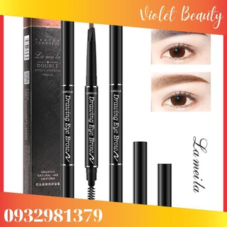 Chì Kè Mày 🍁𝑭𝒓𝒆𝒆𝒔𝒉𝒊𝒑🍁 Bút Kẻ Lông Mày Lameila - Kẻ Mày 2 Đầu  Double Effect Không Thấm Nước