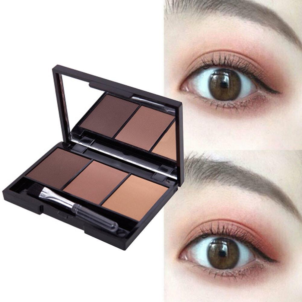 Bảng Phấn Kẻ Lông Mày 3 Màu Không Thấm Nước Kèm Cọ Và Gương Tiện Dụng