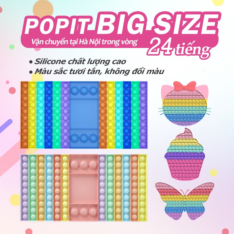 Push pop it big size 30X30cm Among Us Đồ chơi ấn bong bóng màu cầu vồng vui nhộn