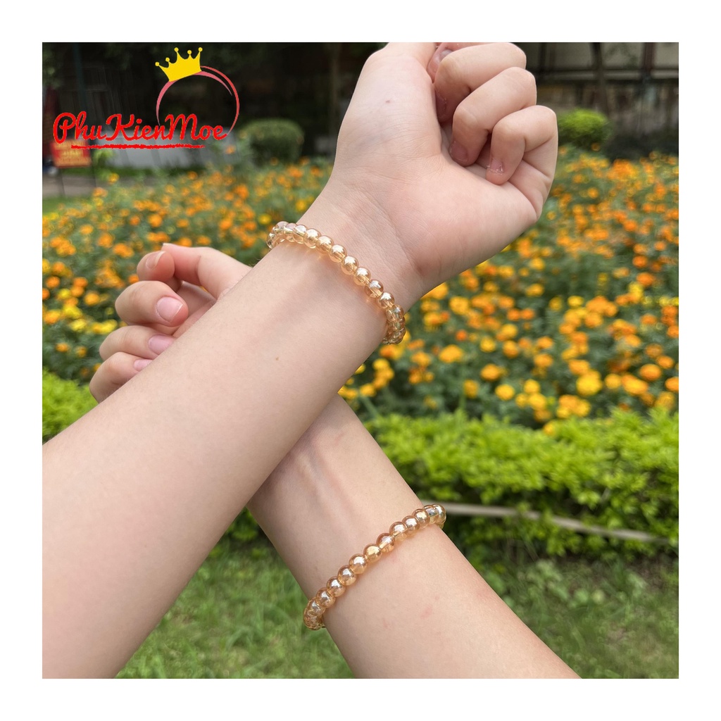 Vòng tay đính hạt ngọc trai nhân tạo nhấn đá hạt cườm handmade