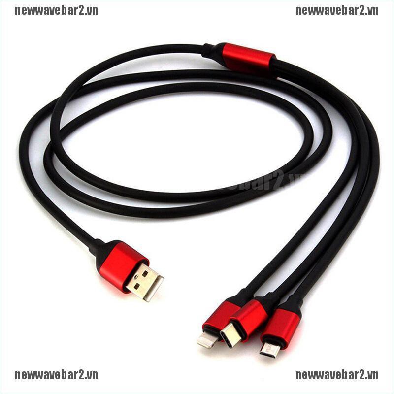 Cáp Sạc Micro Usb / Type C / Iphone Ios 3 Trong 1 Đa Năng