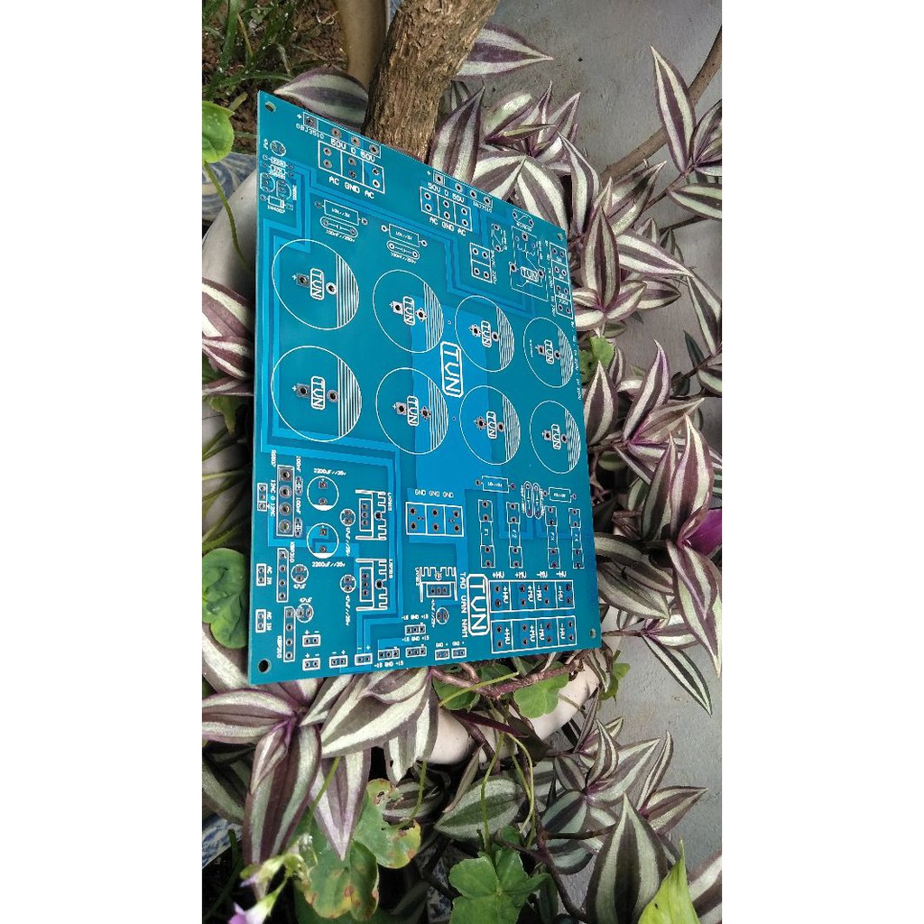 PCB mạch nguồn 8 tụ class H, mạch nguồn amply, mạch chưa gồm linh kiện.