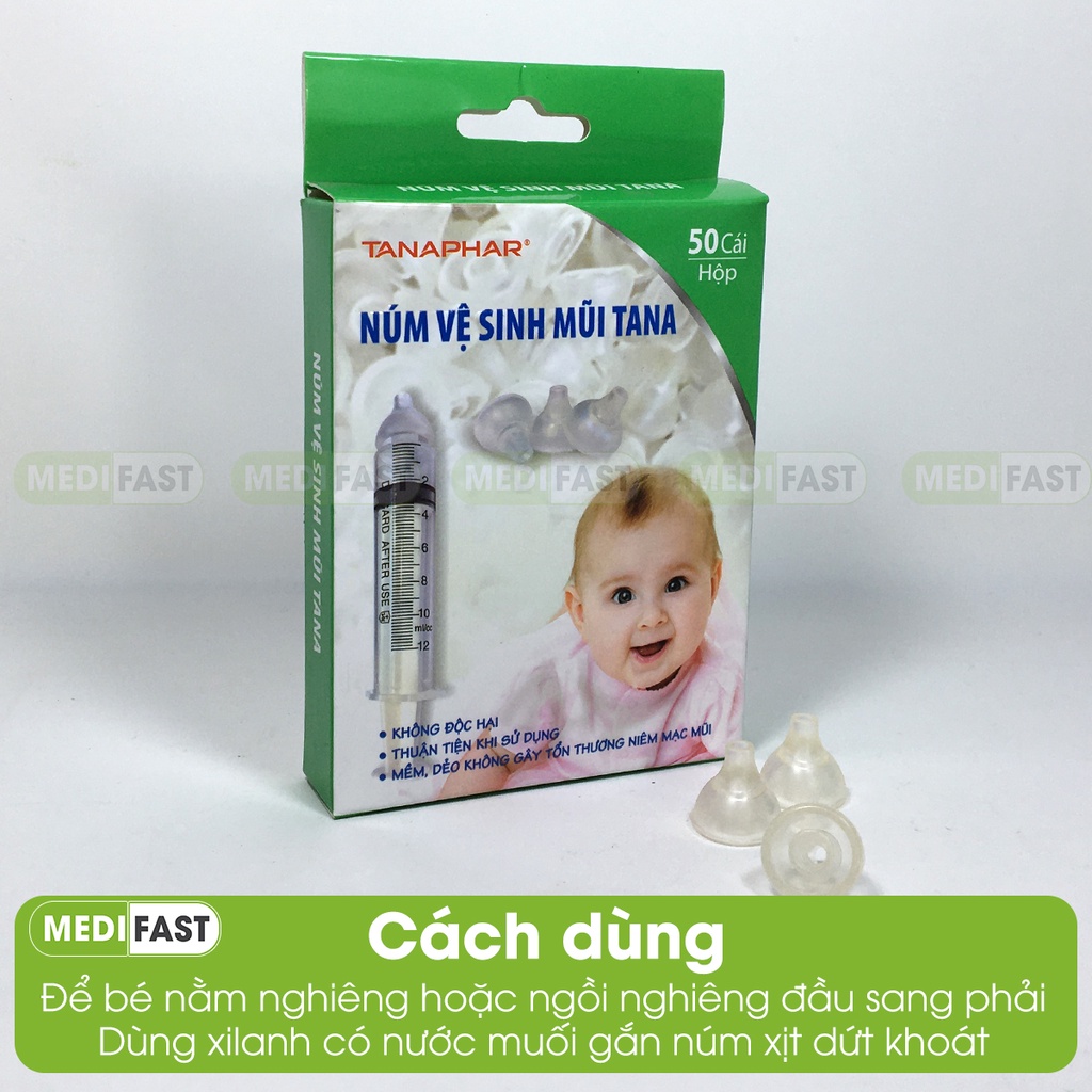 Hộp 50 núm Vệ sinh mũi cho trẻ Silicon Tana - An toàn - Không gây đau cho bé dùng được cho người lớn
