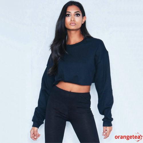 Áo Hoodie Croptop Tay Dài Dáng Rộng Phong Cách Thể Thao Mới