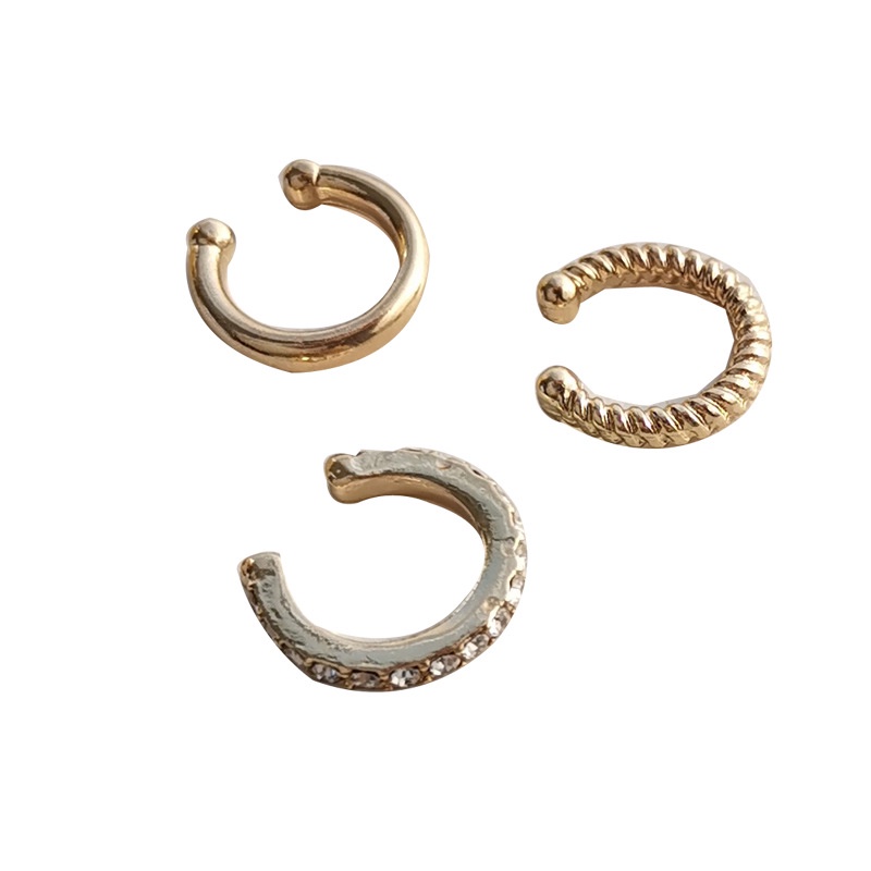 Set 3 Khuyên Vành Tai Tròn Mạ Bạc 925 Thời Trang Cho Nữ