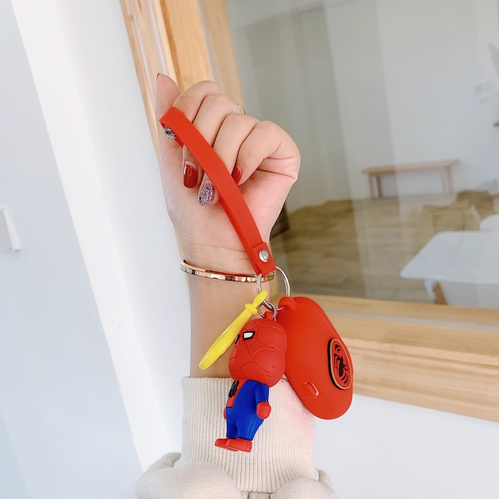 Vỏ bảo vệ hộp sạc tai nghe silicon họa tiết hoạt hình marvel gắn dây đeo chống rơi thích hợp cho airpods pro 13 3 pro