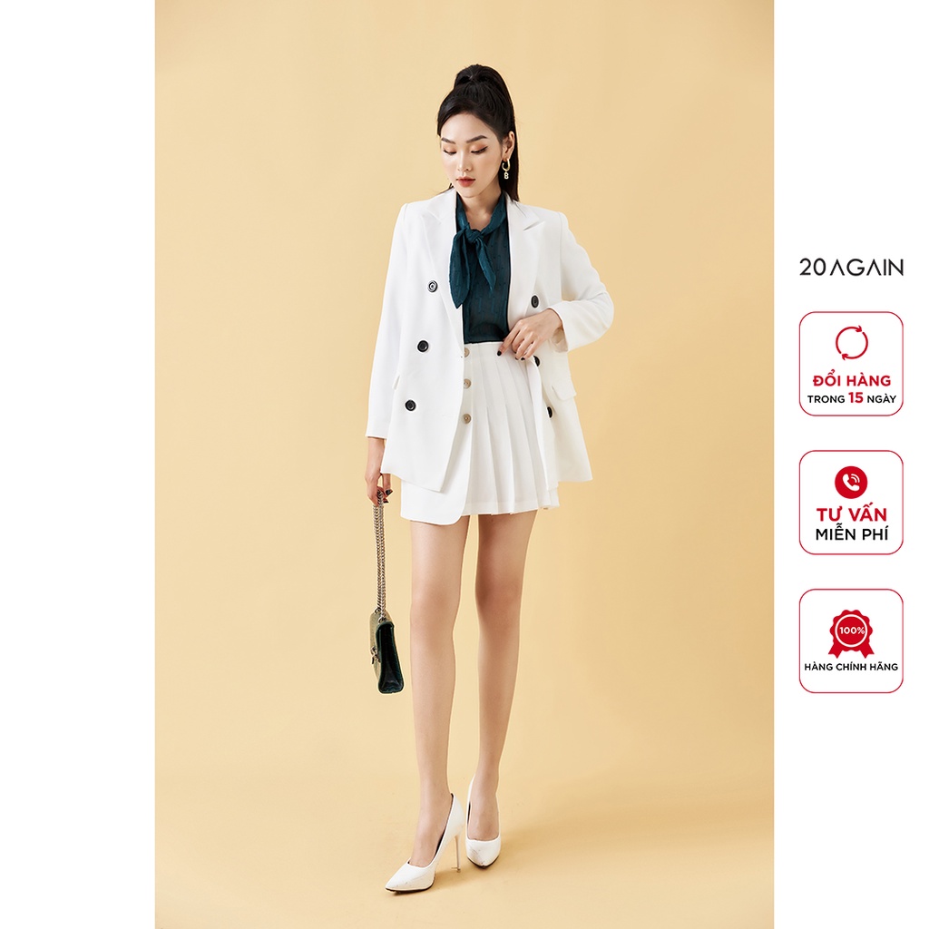 [Mã WABR20AG15 giảm 10% đơn 99K] Chân váy chữ A xếp ly một bên 20AGAIN, thiết kế trẻ trung, hiện đại JBA2108 | BigBuy360 - bigbuy360.vn
