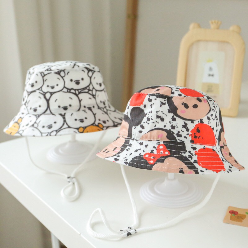 Mũ vành tròn cho bé nhiều màu hình Mickey Gấu cực điệu chất mềm cho bé trai bé gái phong cách Hàn Quốc