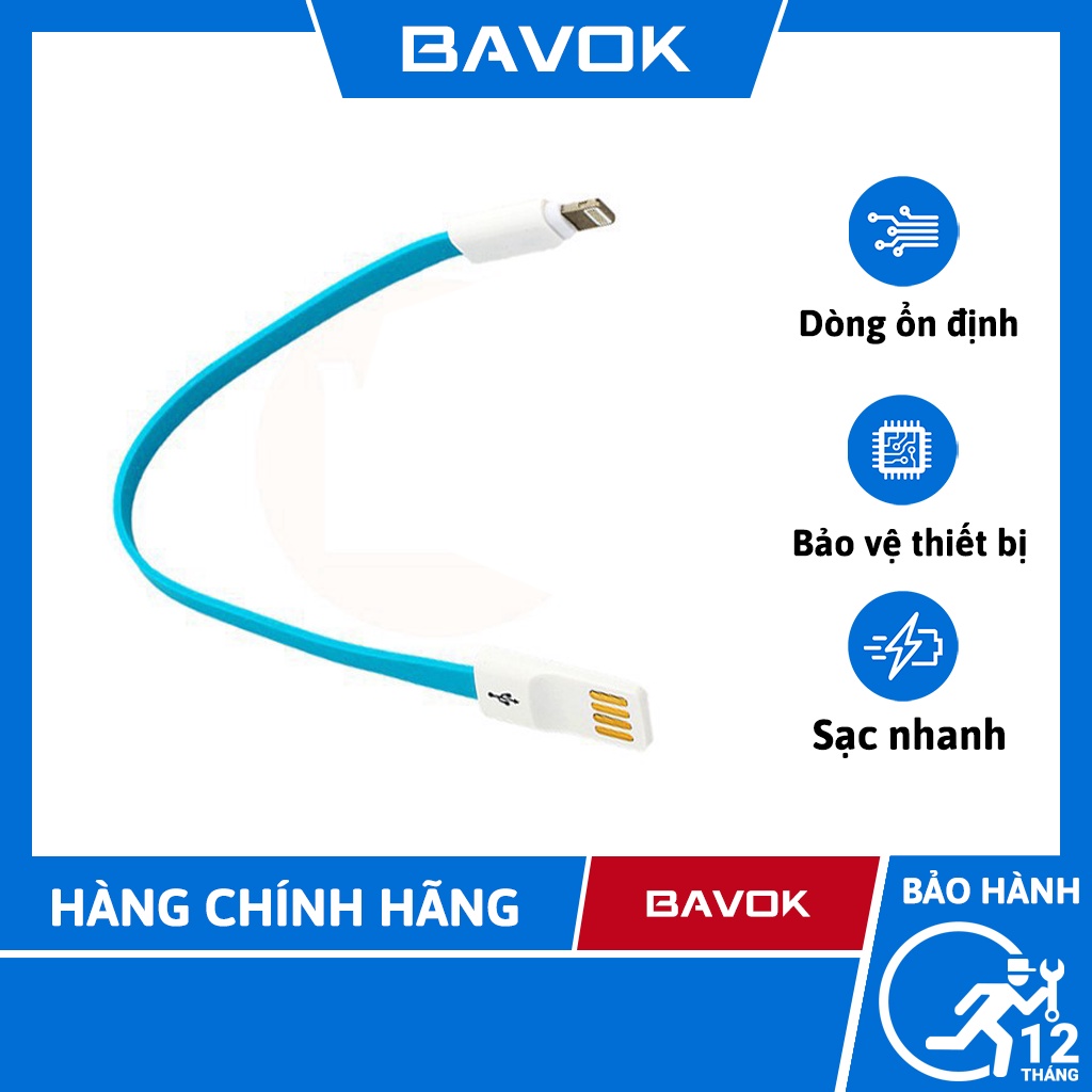Dây sạc ip/micro dây dẹt ngắn 25cm dùng cho sạc dự phòng-bavok