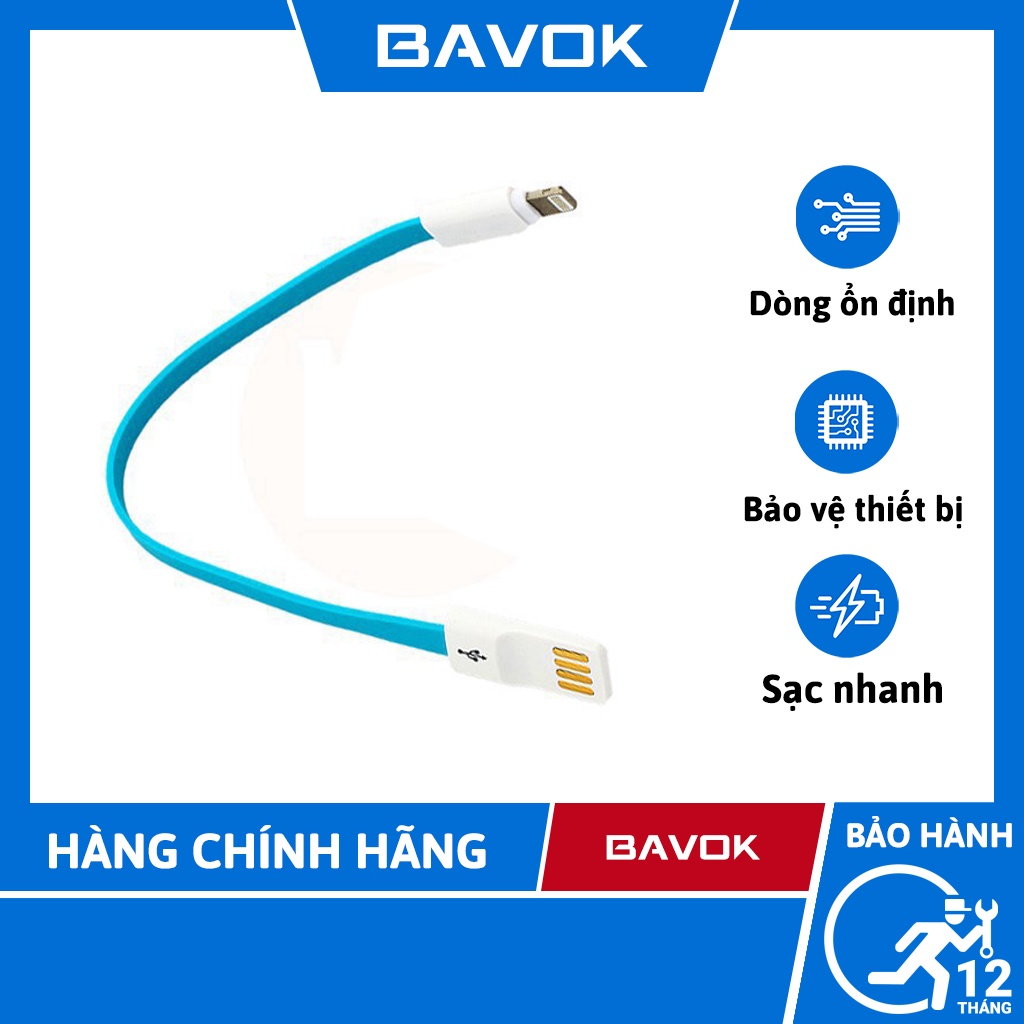 Dây sạc iphone/micro dây dẹt ngắn 25cm dùng cho sạc dự phòng -  bavok