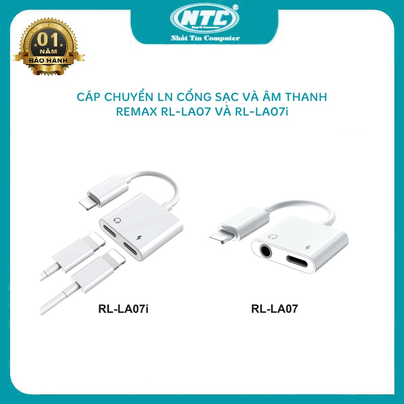 Cáp chuyển Remax RL-LA07 / RL-LA07i LN sang cổng sạc và âm thanh (nhiều màu) Nhất Tín Computer