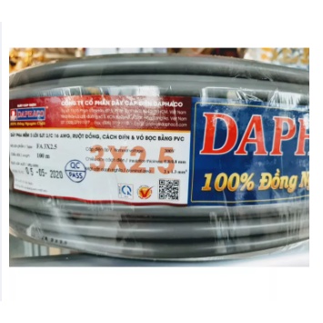 Dây điện bọc 2 lớp tròn xám Daphaco 3 Lõi 3x1.5, 3x2.5, 3x4.0, 3x6.0 cuộn 100 mét hàng chính hãng