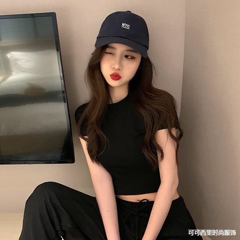 Áo phông croptop cộc tay basic chất đẹp co dãn nhẹ | BigBuy360 - bigbuy360.vn