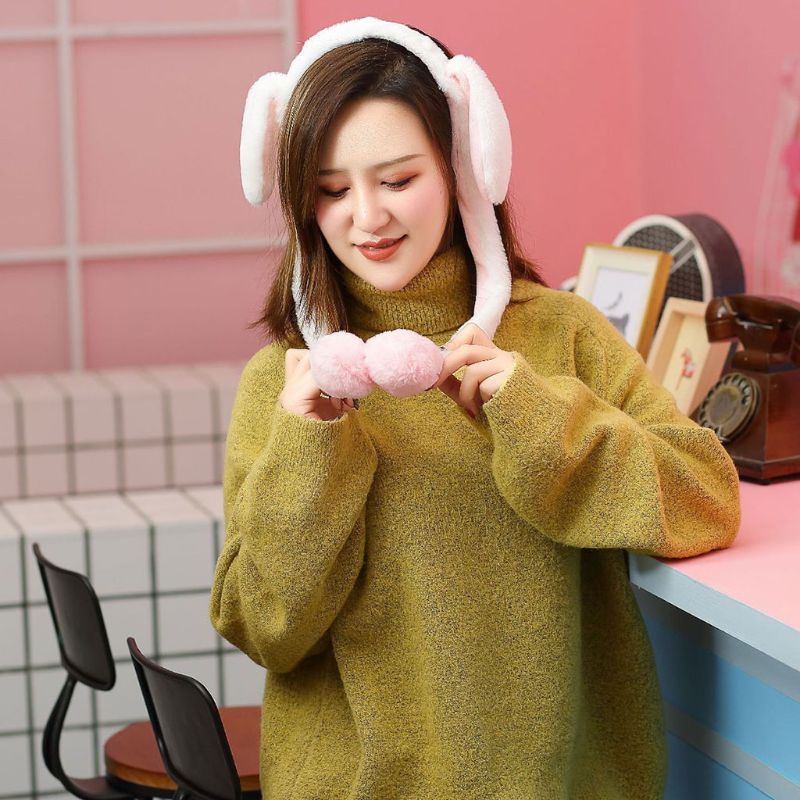Băng Đô Tai Thỏ Nhồi Bông Giữ Ấm Mùa Đông Dễ Thương Dành Cho Nam Nữ