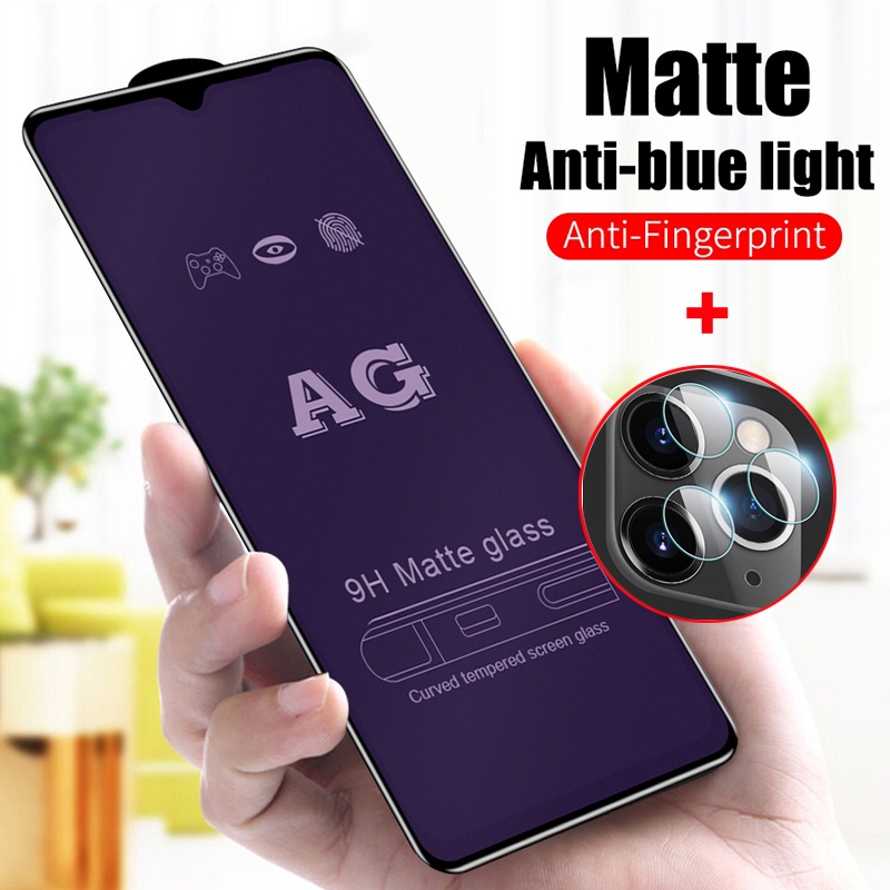 Kính cường lực nhám chống ánh sáng xanh cho iPhone 13 Pro Max 11 Pro Max Mini SE 2020 6 6S 7 8 Plus X XR XS Max