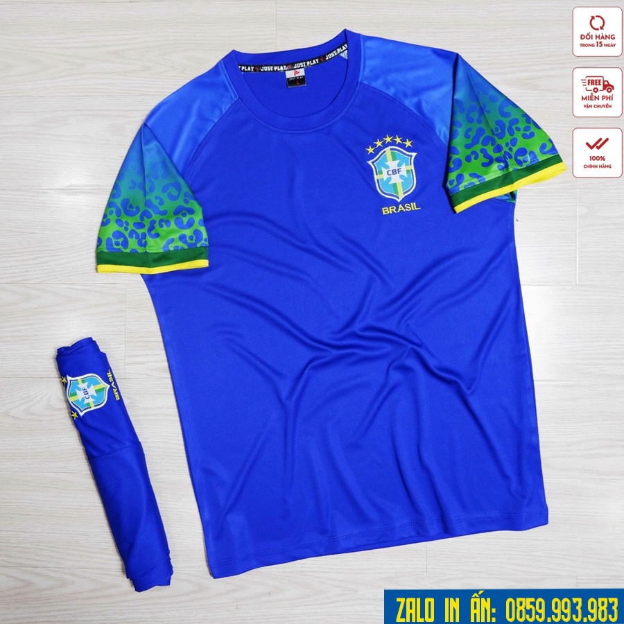 Bộ Quần Áo Bóng Đá Đội Tuyển Brazil Logo Thêu - Thun Lạnh Cao Cấp, Không Nhăn, Không Xù Lông B28