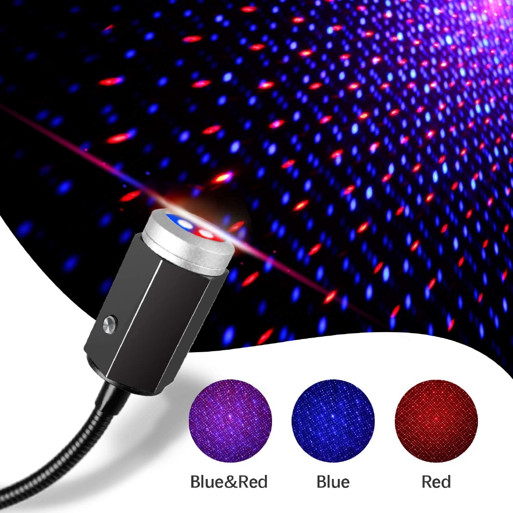 Đèn LED Chiếu Laser Hình Bầu Trời Sao Mini USB Xoay Được Trang Trí Trần Xe Hơi