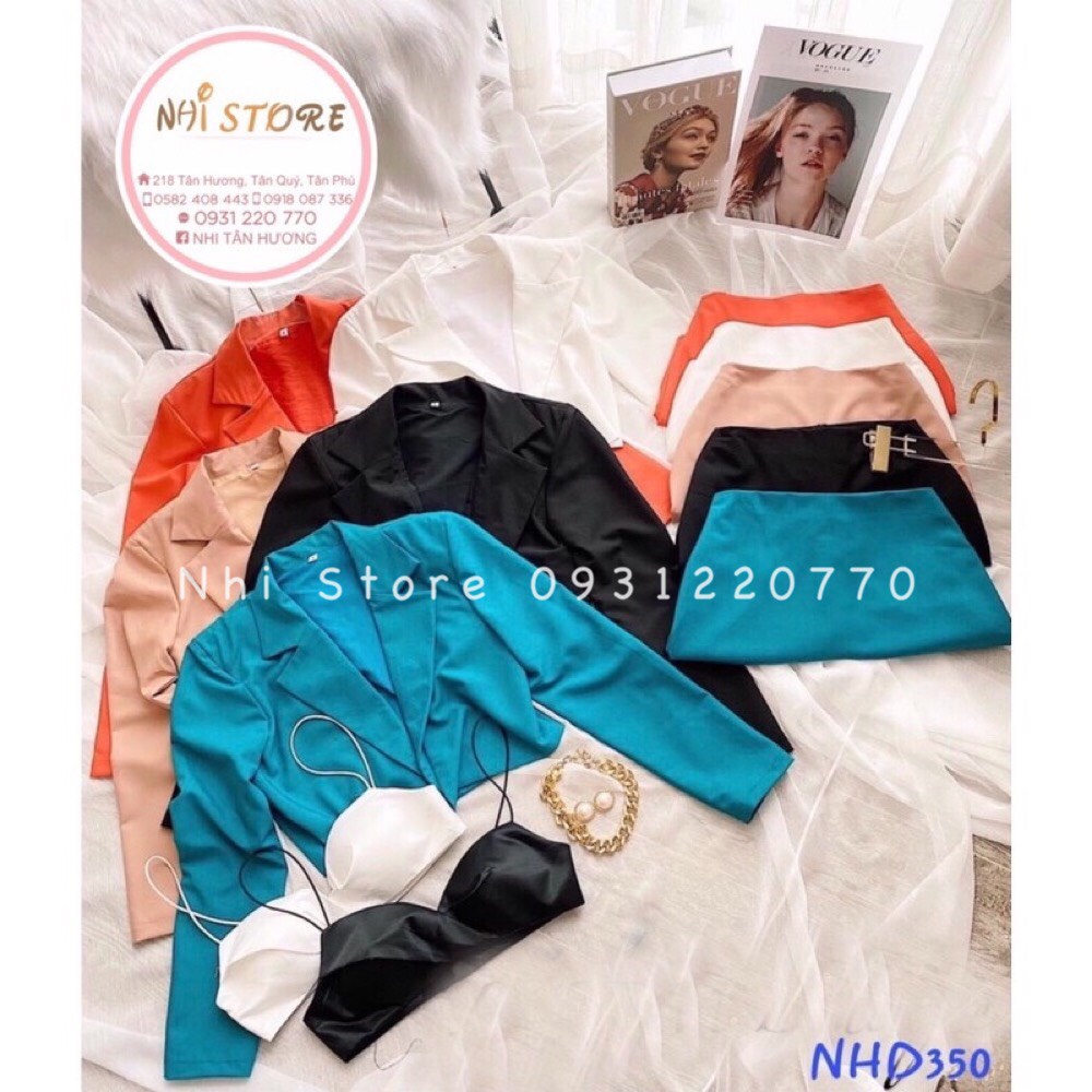 [FREESHIP 50K]Set Đồ Kiểu Nhistore Áo Khoác Vest Croptop Chân Váy A Kèm Áo Bra Ren Sexy Sang Chảnh Freesize Dưới 55kg | BigBuy360 - bigbuy360.vn