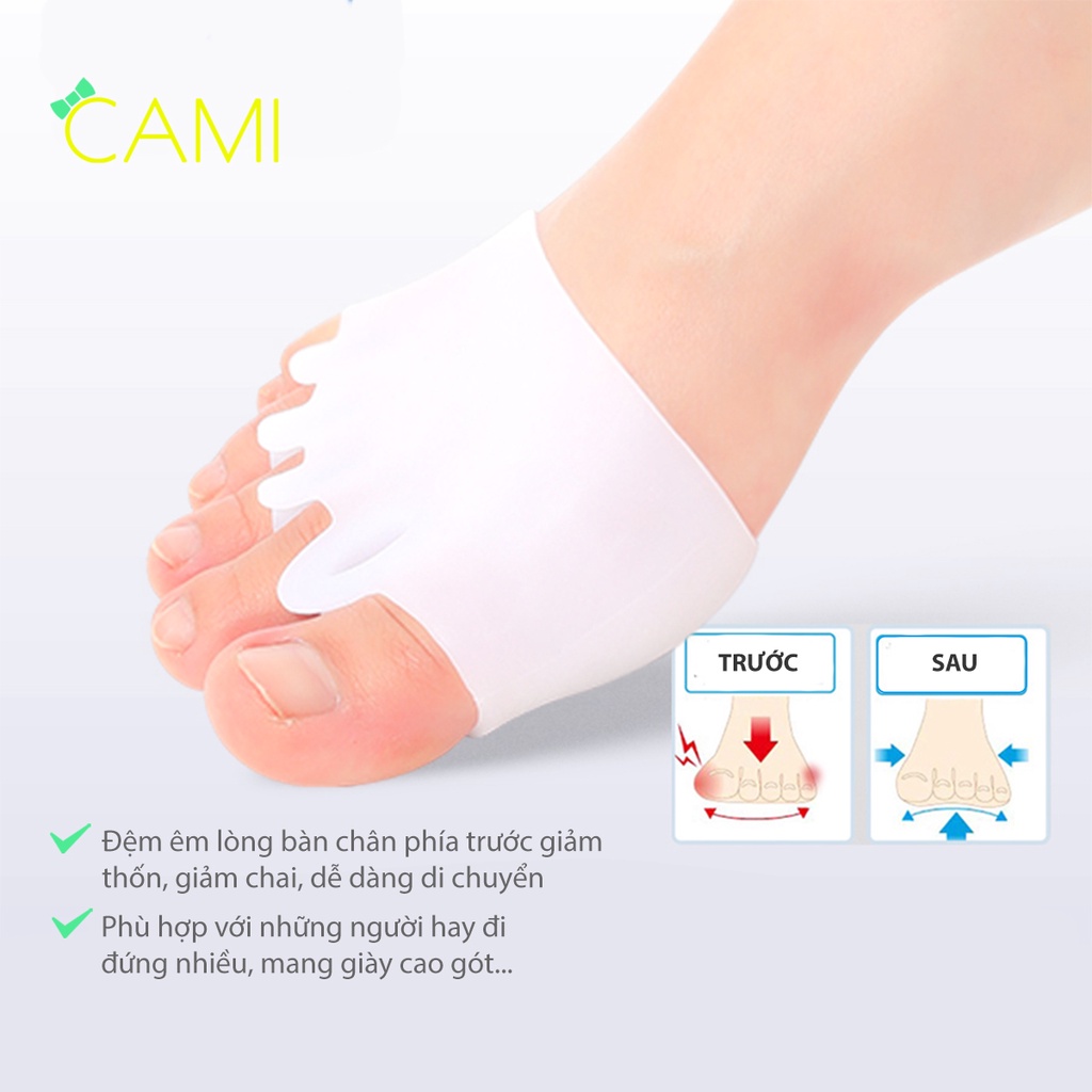 Vớ silicone dụng cụ tách ngón chân hạn chế gây trầy da, chai sần thoáng khí thoải mái di chuyển - Cami - CMPK276