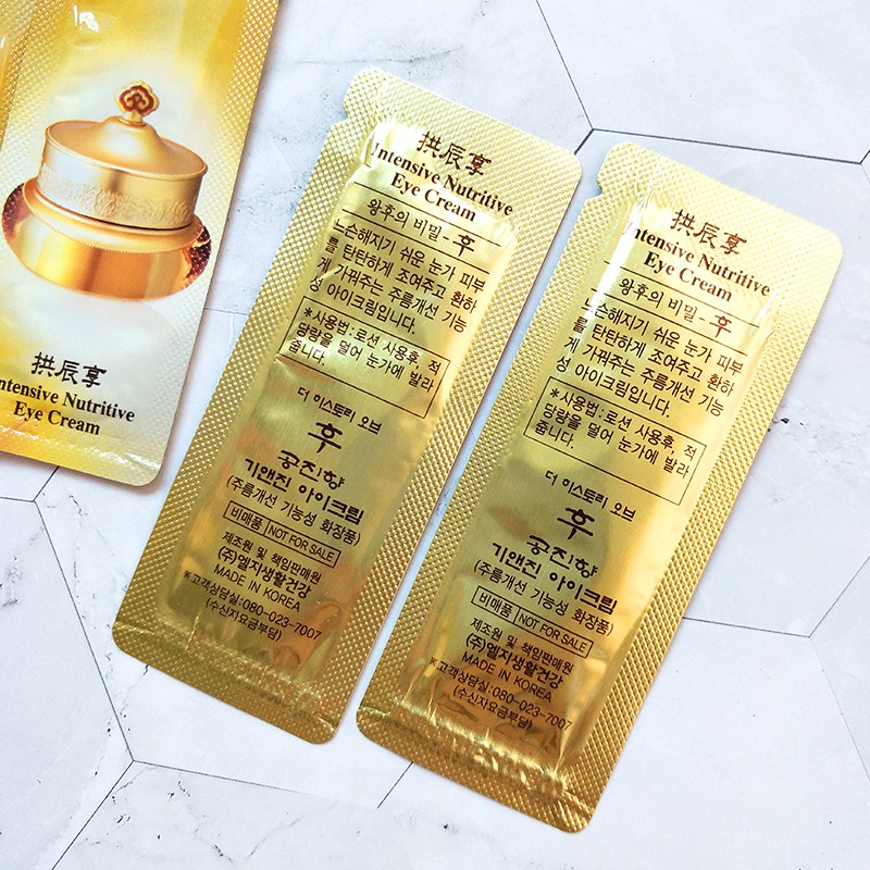 Combo 10 Gói Sample Kem Dưỡng Mắt Xoá Mờ Vết Chân Chim, Nếp nhăn Whoo Intensive Nutritive Eye Cream 1ML X 10