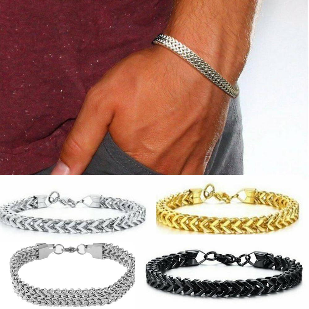 Vòng Đeo Tay Thép Không Gỉ Màu Đen Cho Nam