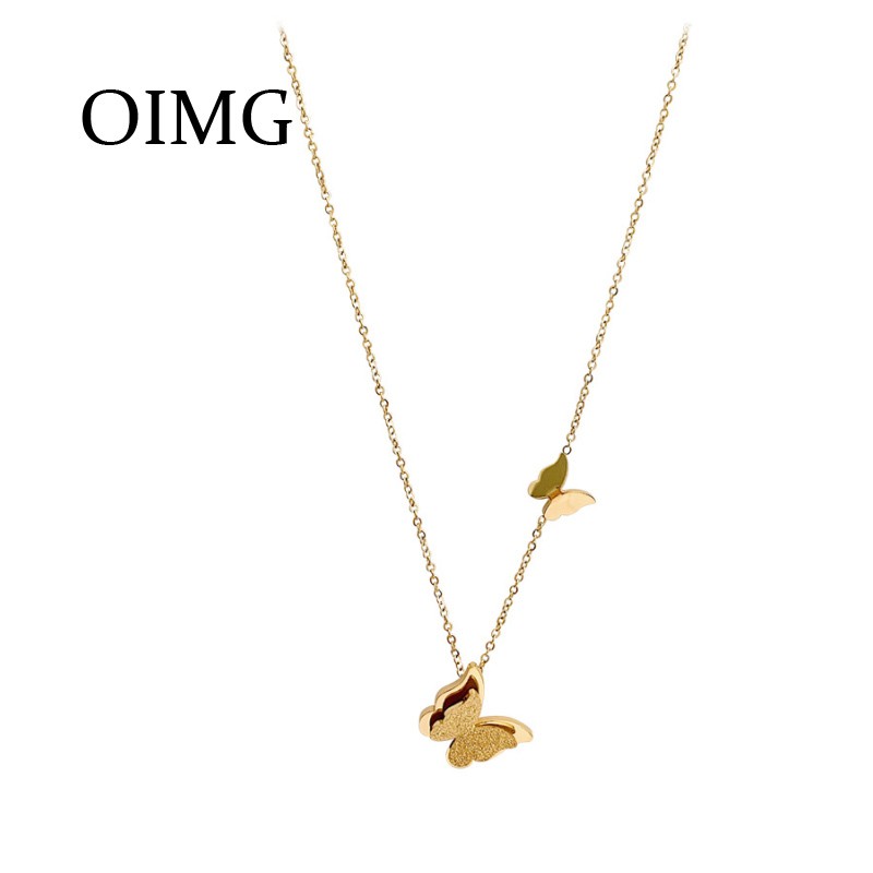 OIMG  Vòng cổ Thép Titan Mặt Hình Bướm Xinh Xắn Cho Nữ